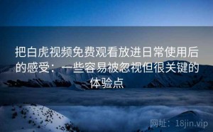 把白虎视频免费观看放进日常使用后的感受：一些容易被忽视但很关键的体验点