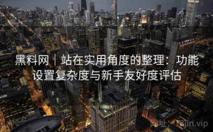 黑料网｜站在实用角度的整理：功能设置复杂度与新手友好度评估