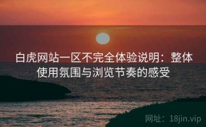 白虎网站一区不完全体验说明：整体使用氛围与浏览节奏的感受